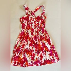 London Times White Pink Orange Hot Pink Dress Size 12 Never worn.